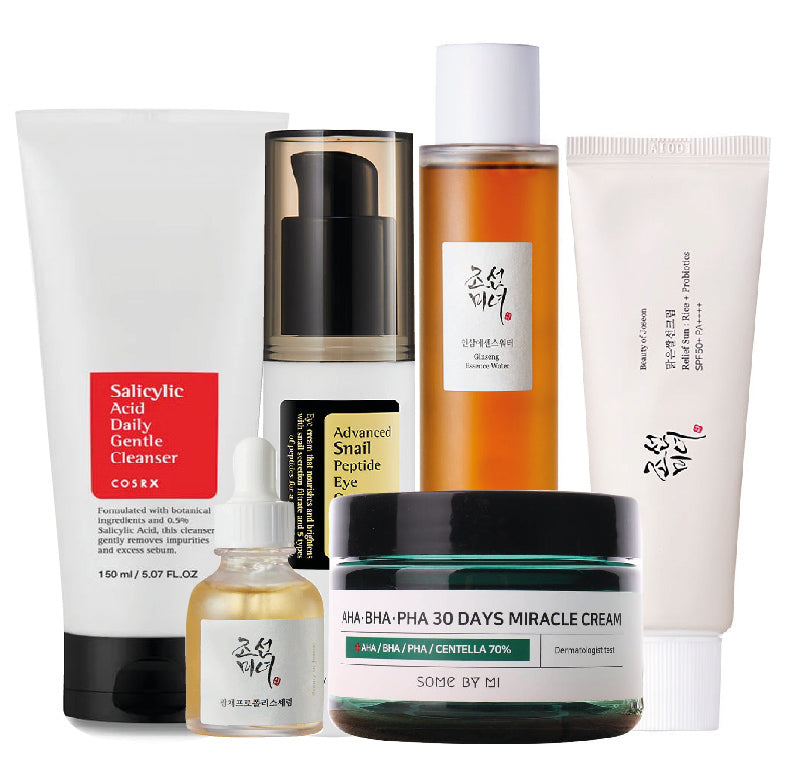 Complete skincare routine recommendation korean skincare glass skin dry skin acne prone skin